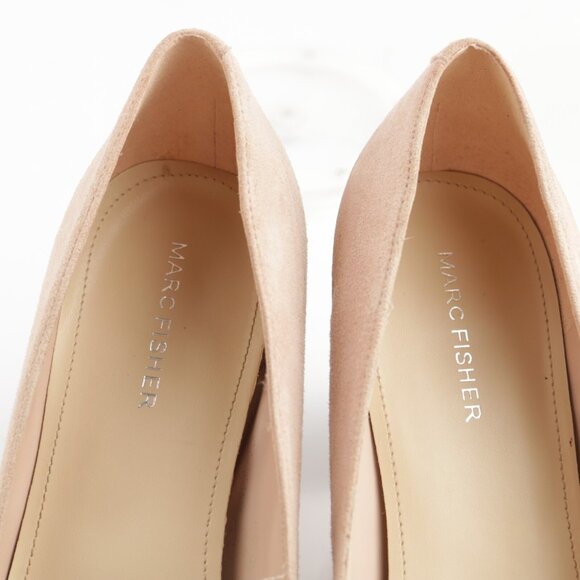 Marc Fisher Women Caitlin Pump Size 9.5 Blush Pink Suede Pointed Block Heel Shoe - Picture 8 of 12